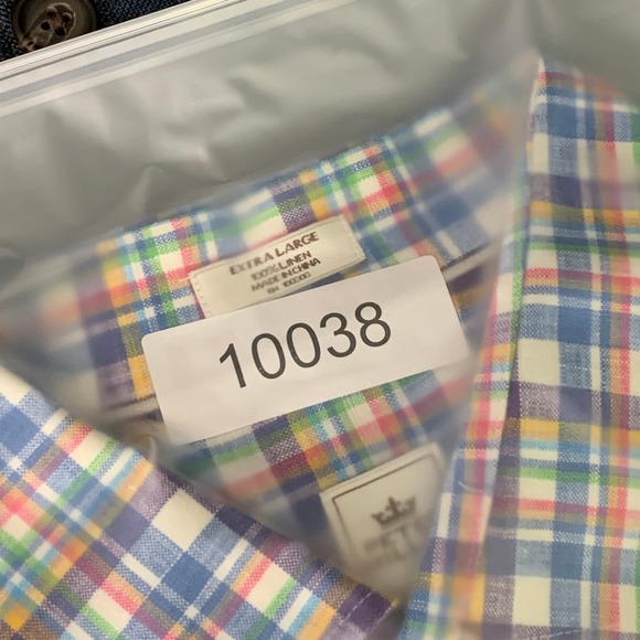 Peter Millar Linen Shirt Men Extra Large Plaid Button Up Long Sleeve Modern - Picture 8 of 8